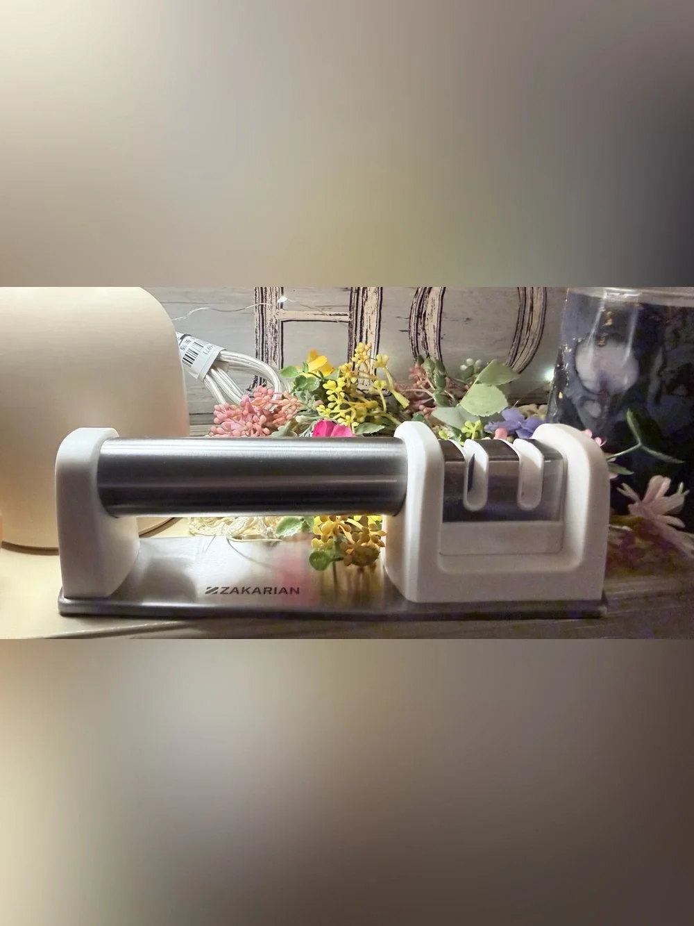 Zakarian Knife Sharpener in Silver and White